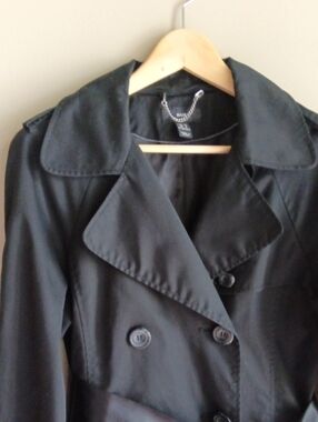 P19" L40" Trench Coat H&M Black Double-Breasted